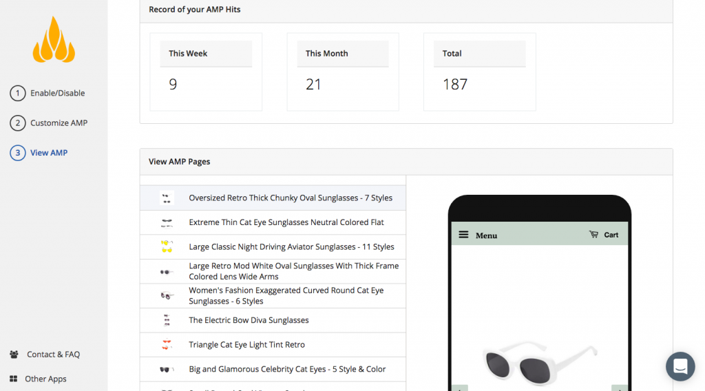 Shopify-App FireAMP Screenshot